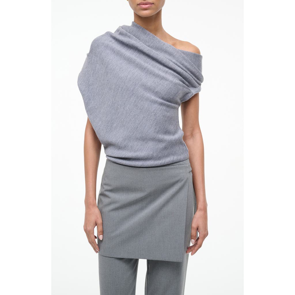 Staud Mabel One-shoulder Sweater In Gray