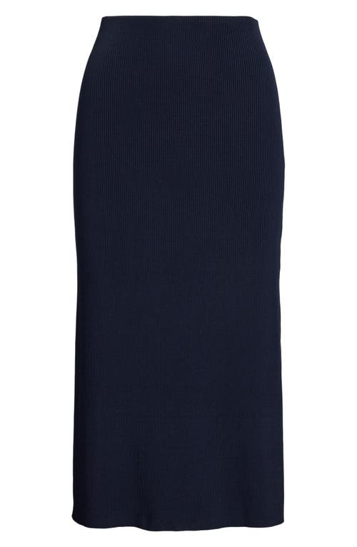 Shop Ralph Lauren Lauren Rib Midi Sweater Skirt In Lauren Navy