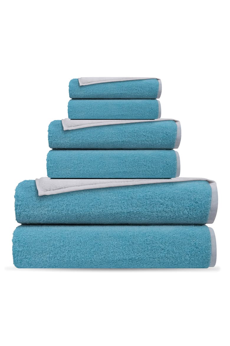 Double Face 6-Piece Turkish Cotton Towels Set, Main, color, WHITE SEAGLASS