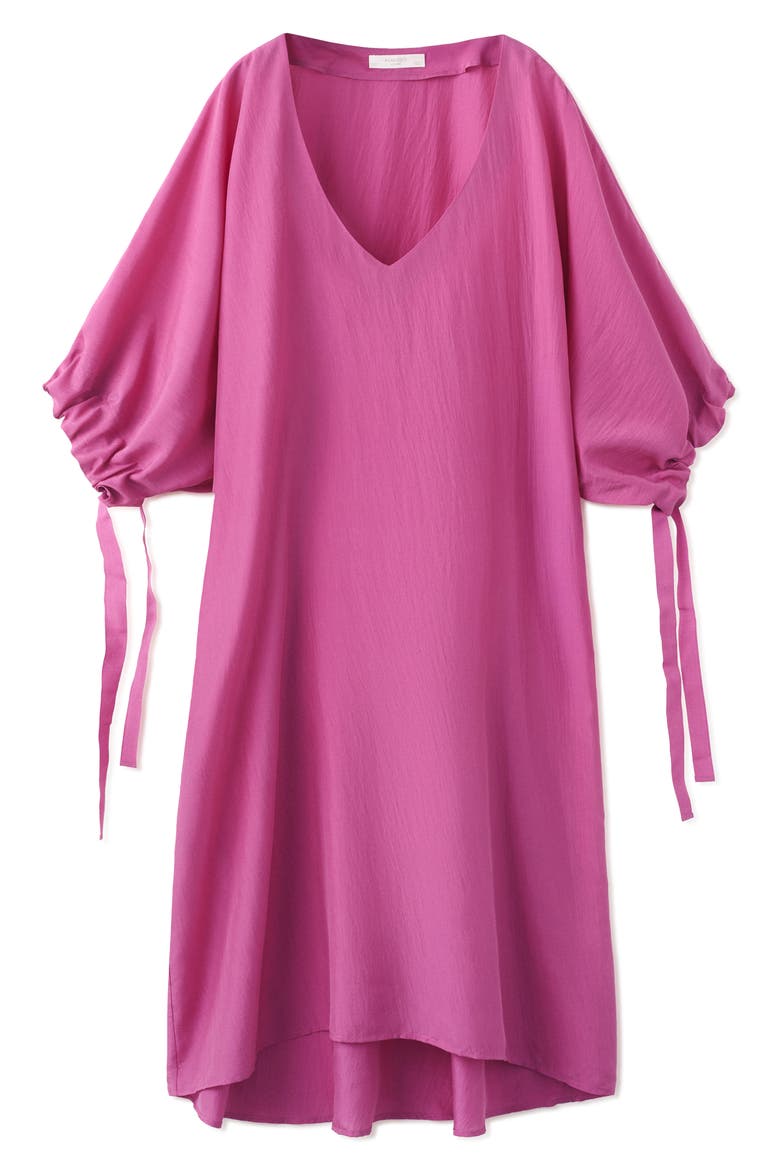 Puff Sleeve Silk Nightgown, Alternate, color, FUCHSIA
