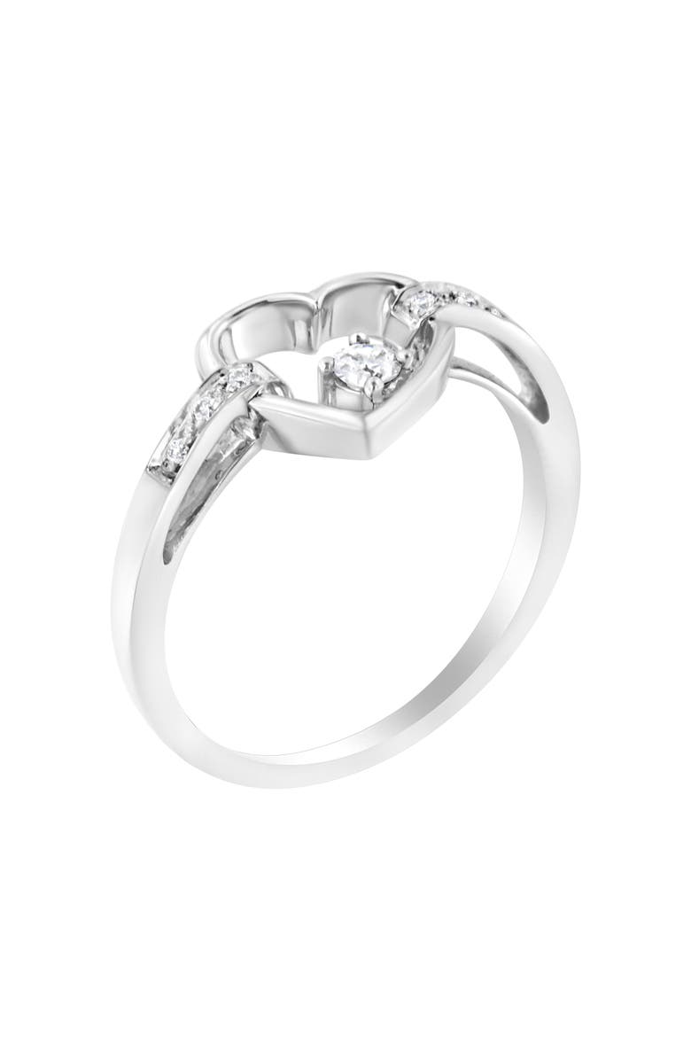 Haus of Brilliance 14K White Gold 1/8 Cttw Channel Set Round-Cut Diamond Heart Ring, Alternate, color, White Gold
