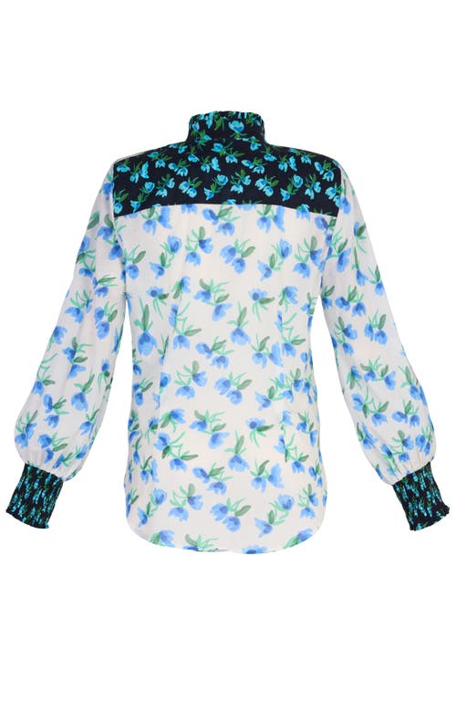 De Loreta Pascualina Long Sleeve Cotton Button-up Shirt In Blue