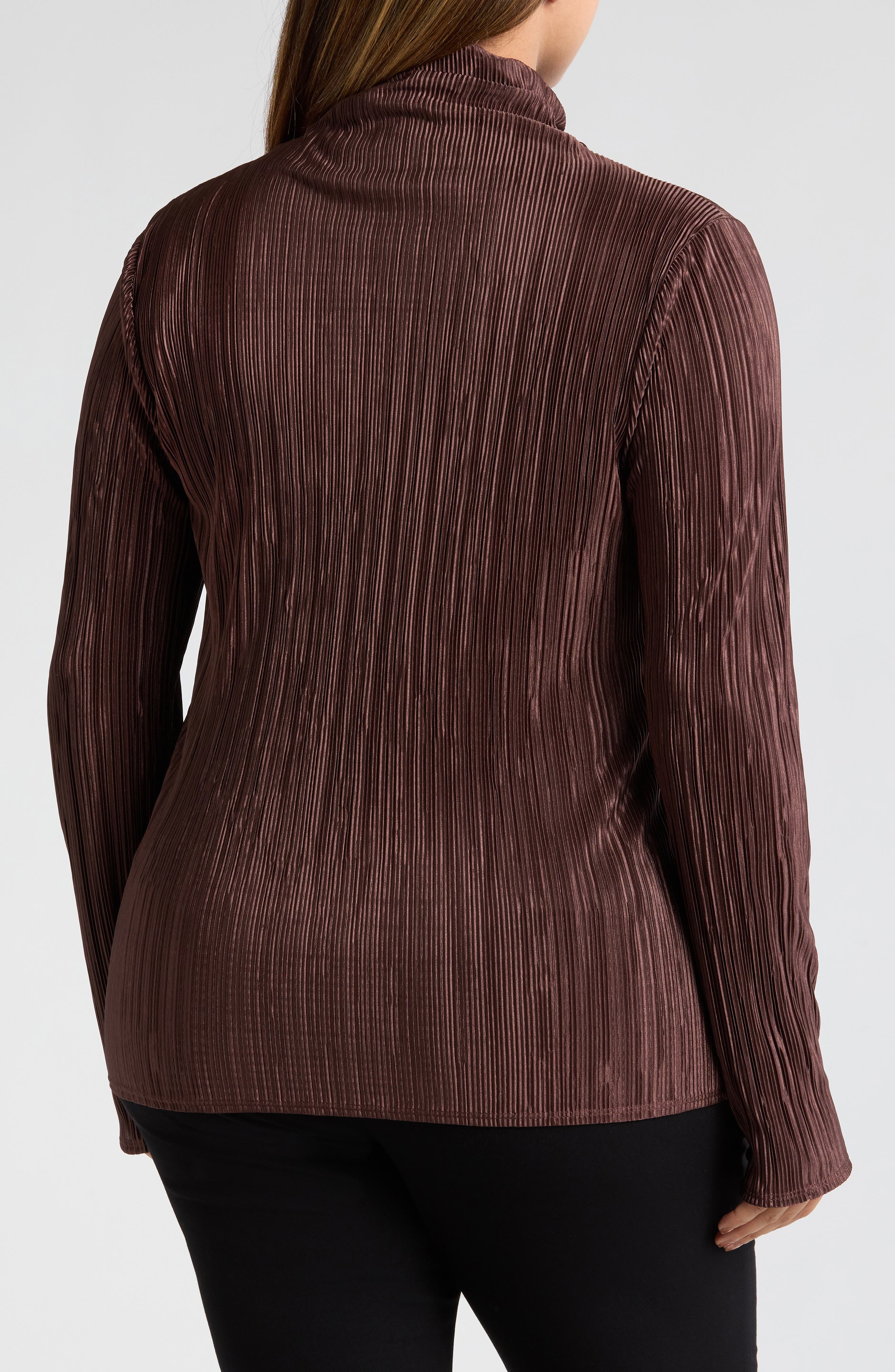 Long Sleeve Plisse Turtleneck Top - image 4