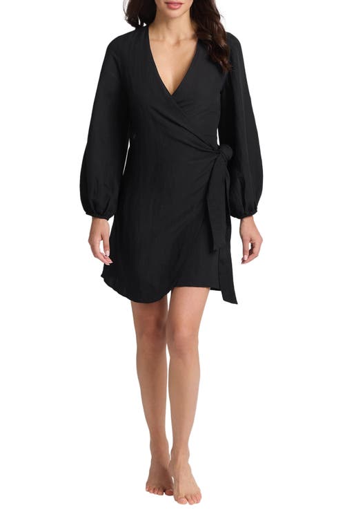Tommy Bahama St. Lucia Linen-blend Wrap Dress In Black