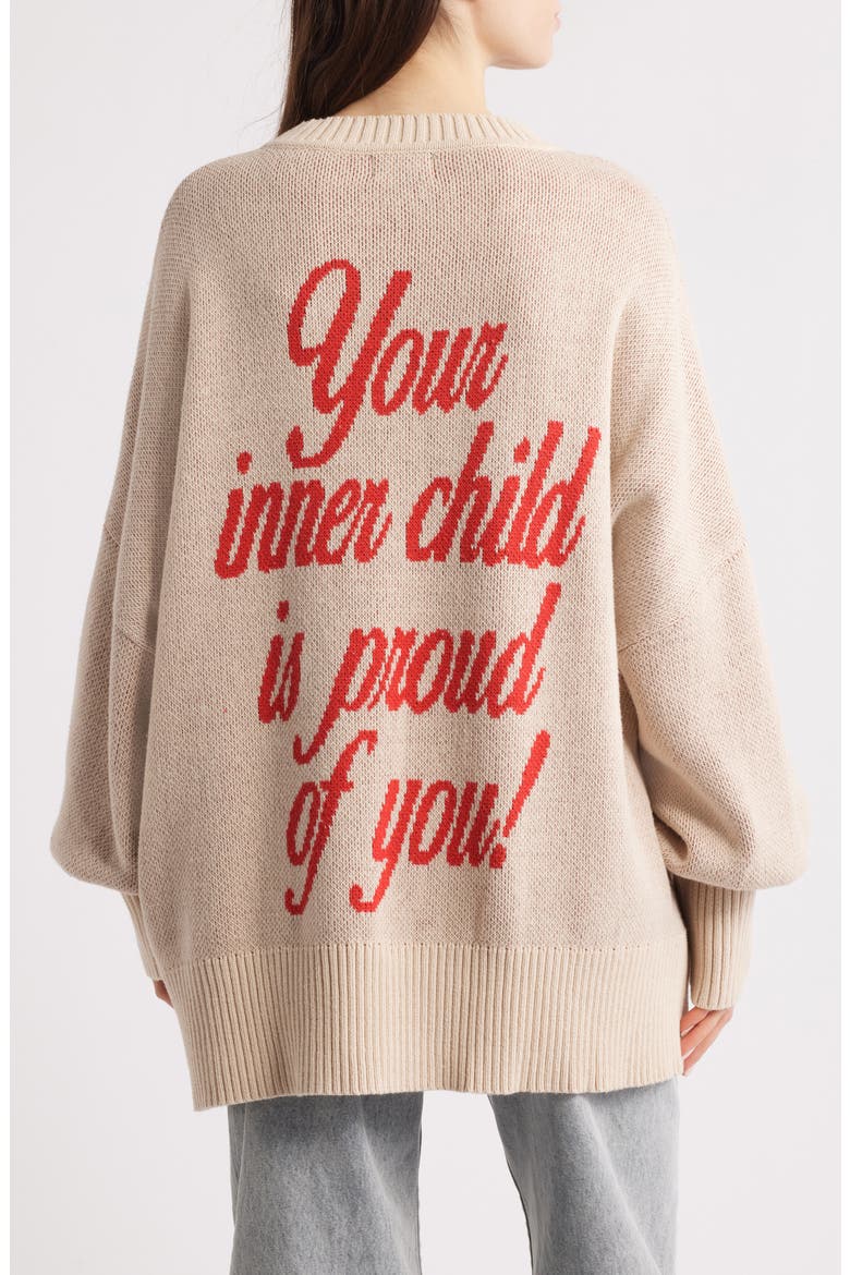 Teddy Bear Oversize Sweater, Alternate, color, BEIGE