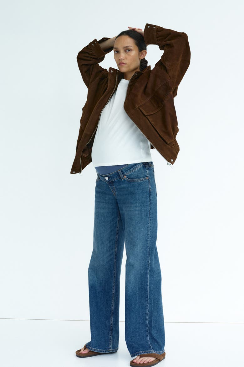 Mama Wide Jeans, Alternate, color, Dark denim blue