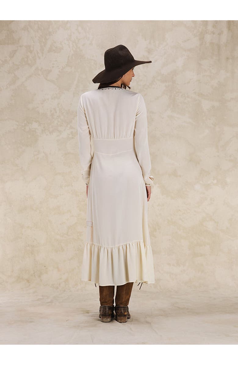 Fortela Ada Embroidered Silk Creponne Dress, Alternate, color, Milk