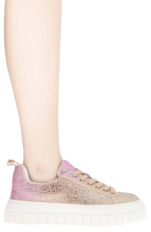 Bcbgeneration Women's Riso Lace-up Platform Sneakers In Ombre Rhinestones