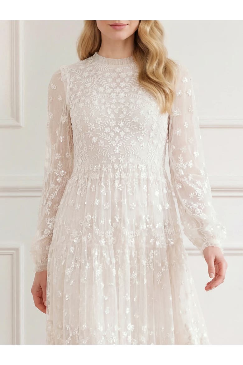 Clover Long Sleeve Maxi Gown, Alternate, color, Cream