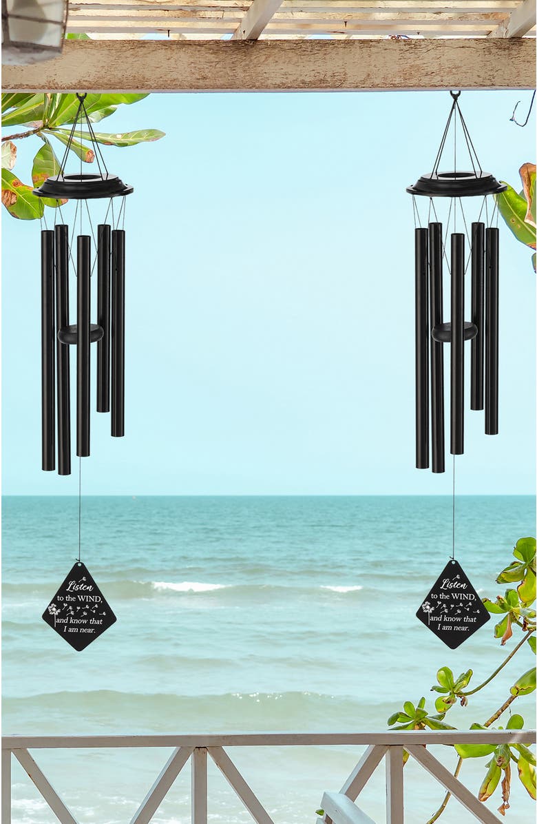 Glitzhome Set of 2 38"H Metal Black Windchime, Alternate, color, Black