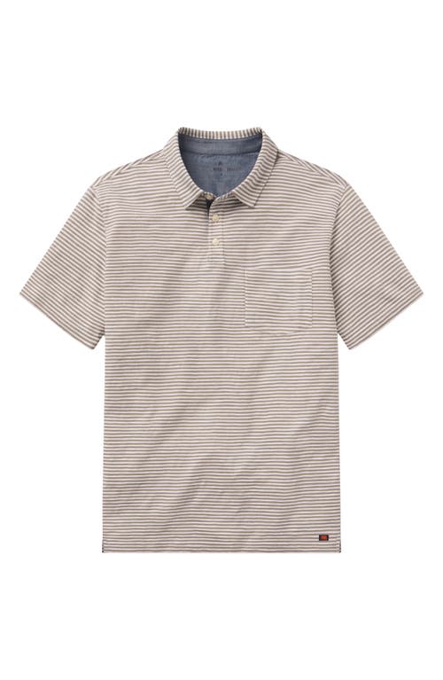 The Normal Brand Slub Pocket Polo In Moss Stripe