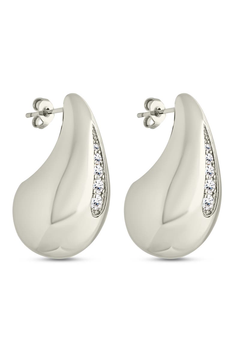 Callie Cubic Zirconia Teardrop Earrings, Main, color, SILVER