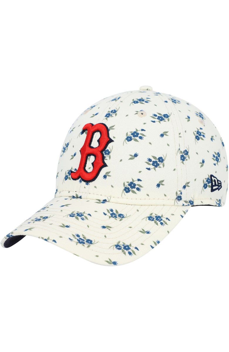 New Era Women's New Era Cream Boston Red Sox Chrome Bloom 9TWENTY Adjustable Hat, Main, color, 