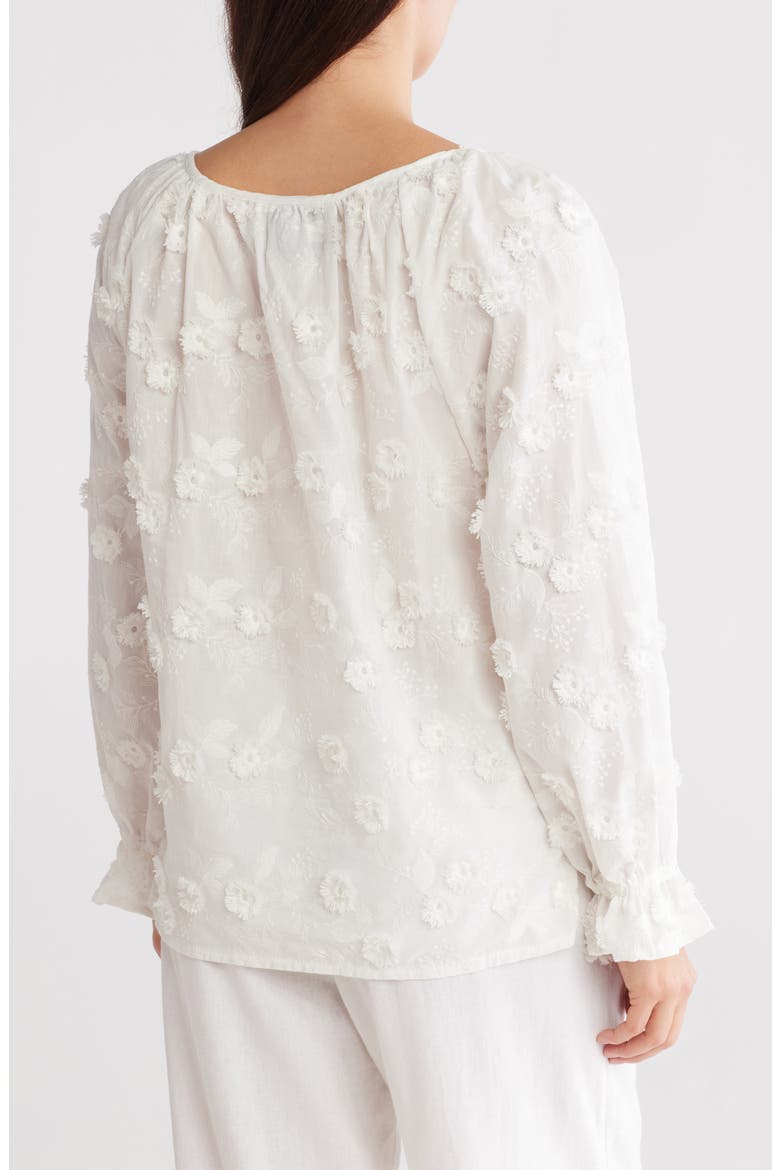 Embroidered Long Sleeve Top, Alternate, color, WHITE