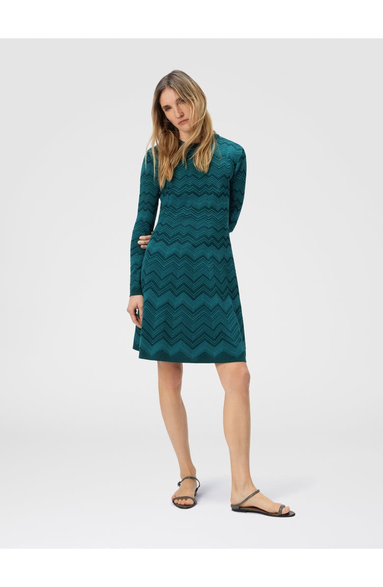 Missoni Long Sleeve Short Dress With Chevron Pattern, Alternate, color, Multicoloured