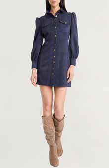 The Good Journey Long Sleeve Faux Suede Minidress