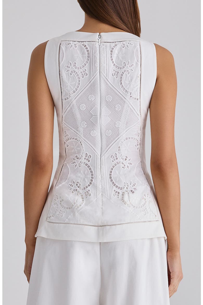 Valencia Broderie Anglaise Boat Neck Top, Alternate, color, WHITE