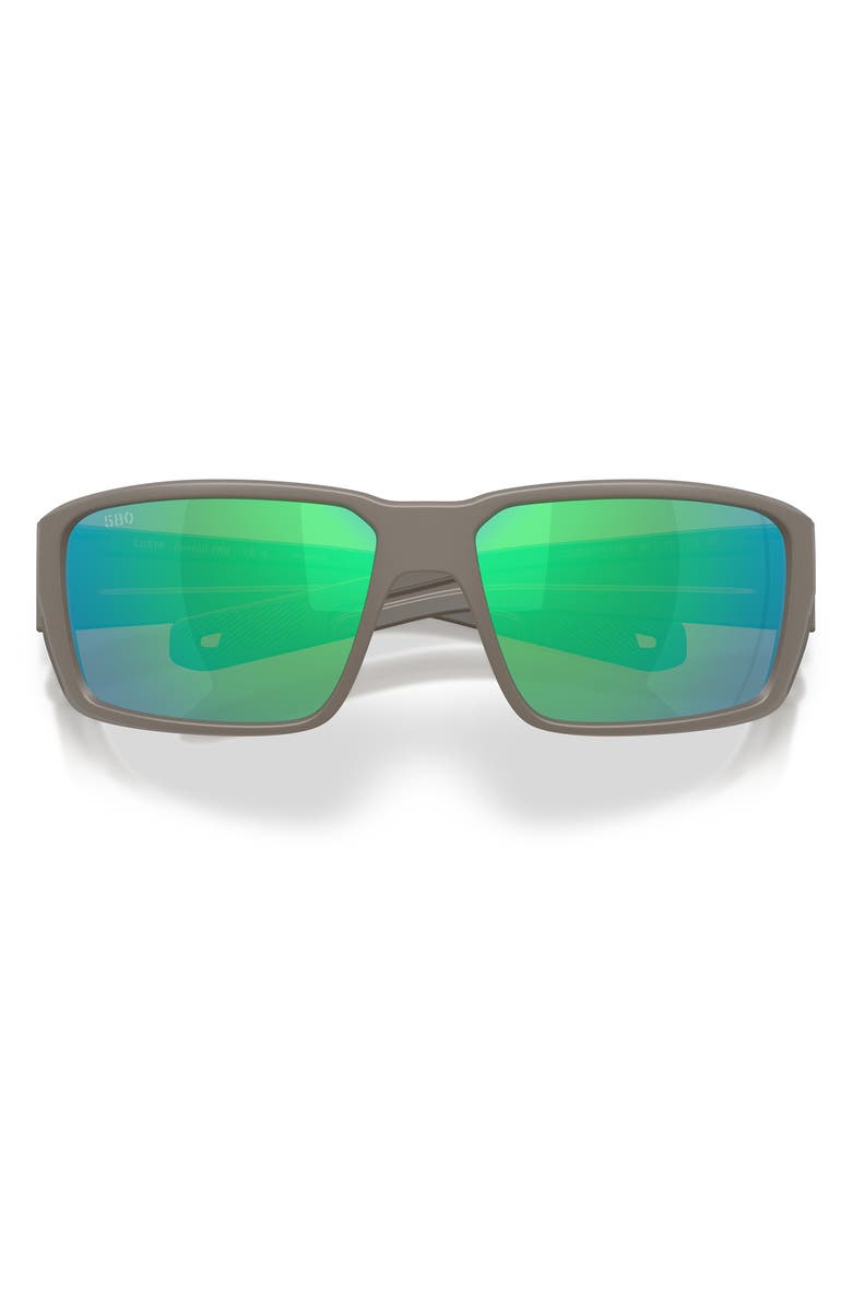 Costa Del Mar 60mm Fantail Pro Polarized Rectangle Sunglasses, Alternate, color, Matte Olive Shale / Green 580G