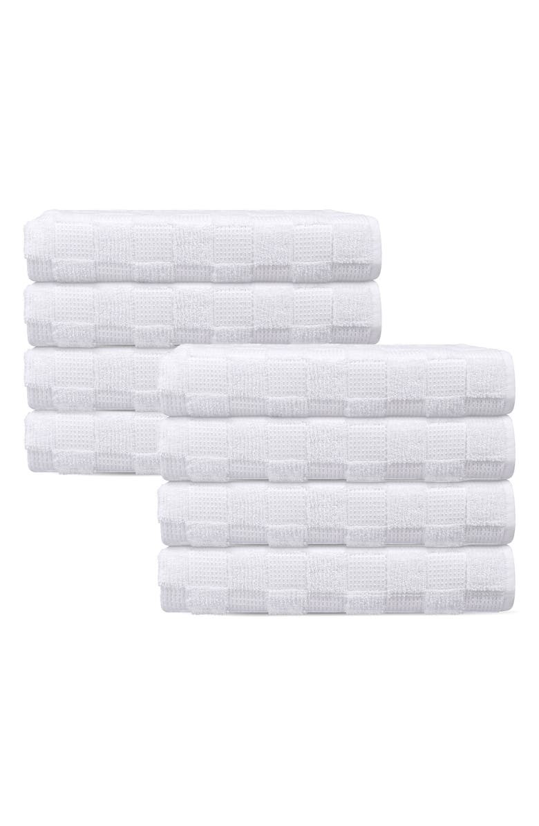 DePera Waffle Terry 8-Piece Turkish Cotton Hand Towels, Main, color, White