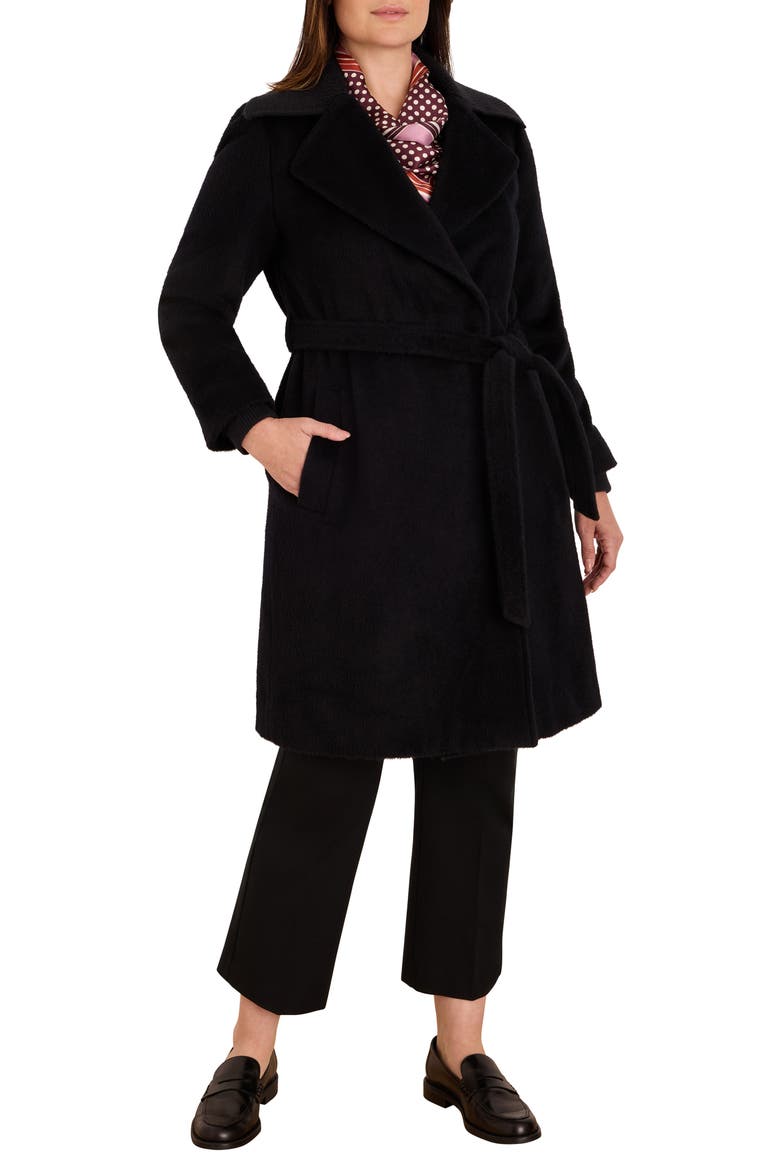 Wool & Alpaca Blend Wrap Coat, Main, color, BLACK ONYX
