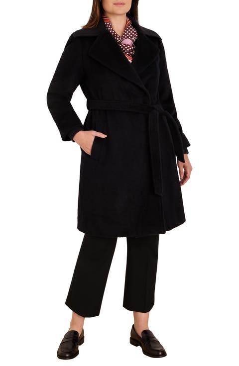 Wool & Alpaca Blend Wrap Coat