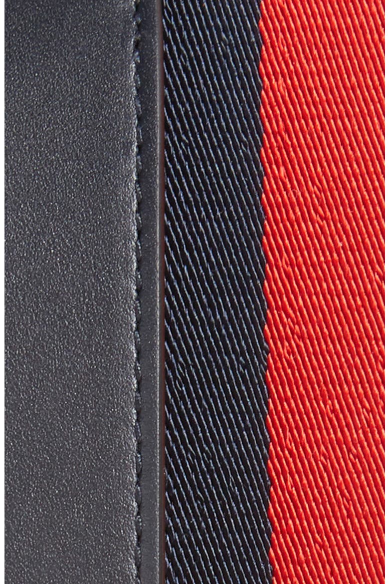 Interlocking G Logo Stripe Web & Leather Belt, Alternate, color, BROWN/ BLUE