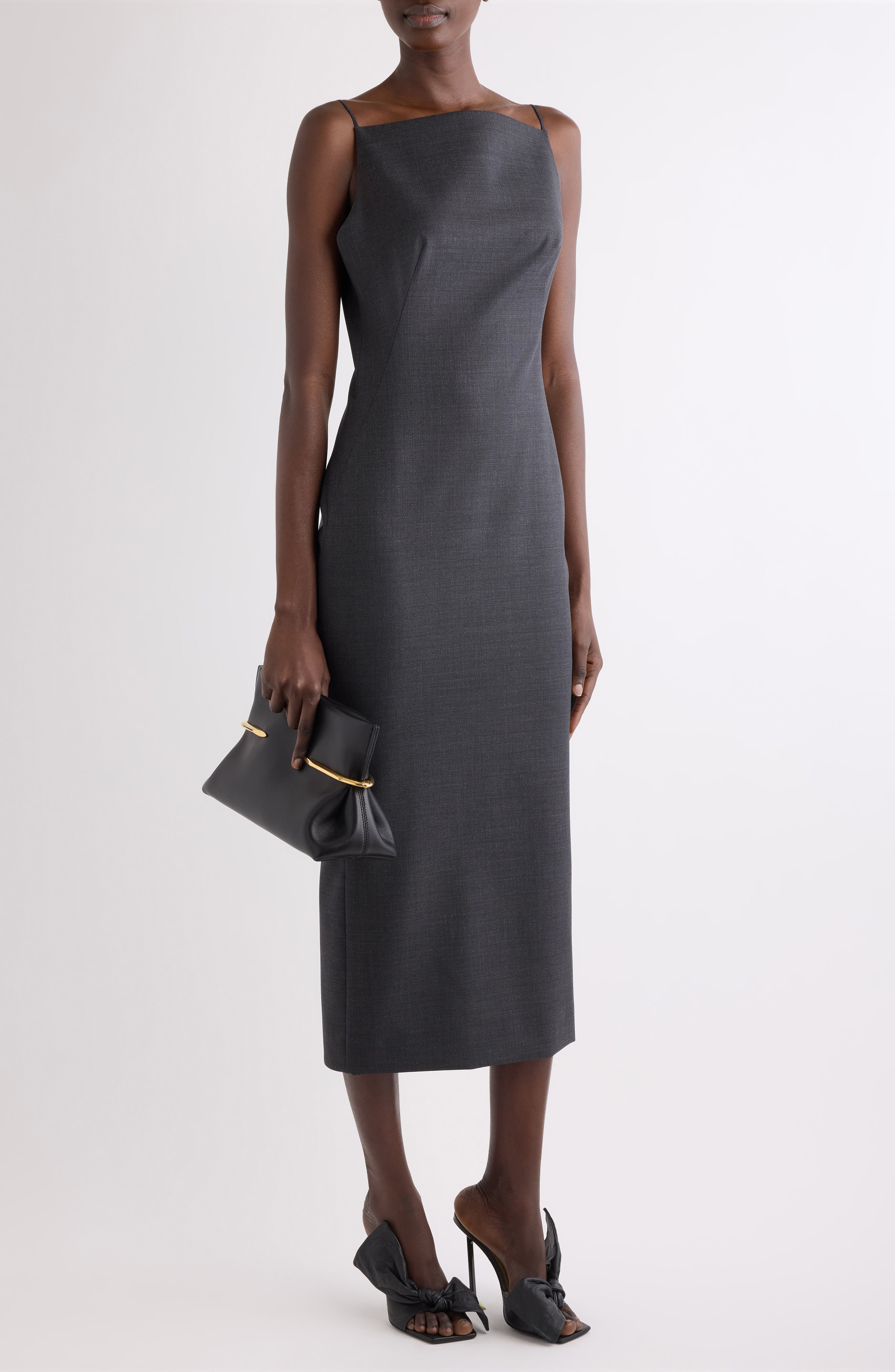 Givenchy Sliced Kickback Wool Grain de Poudre Sheath Dress (Women