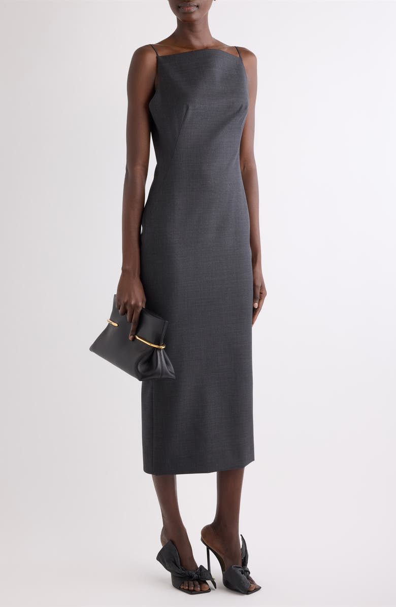 Givenchy Sliced Kickback Wool Grain de Poudre Sheath Dress, Alternate, color, Grey Mix