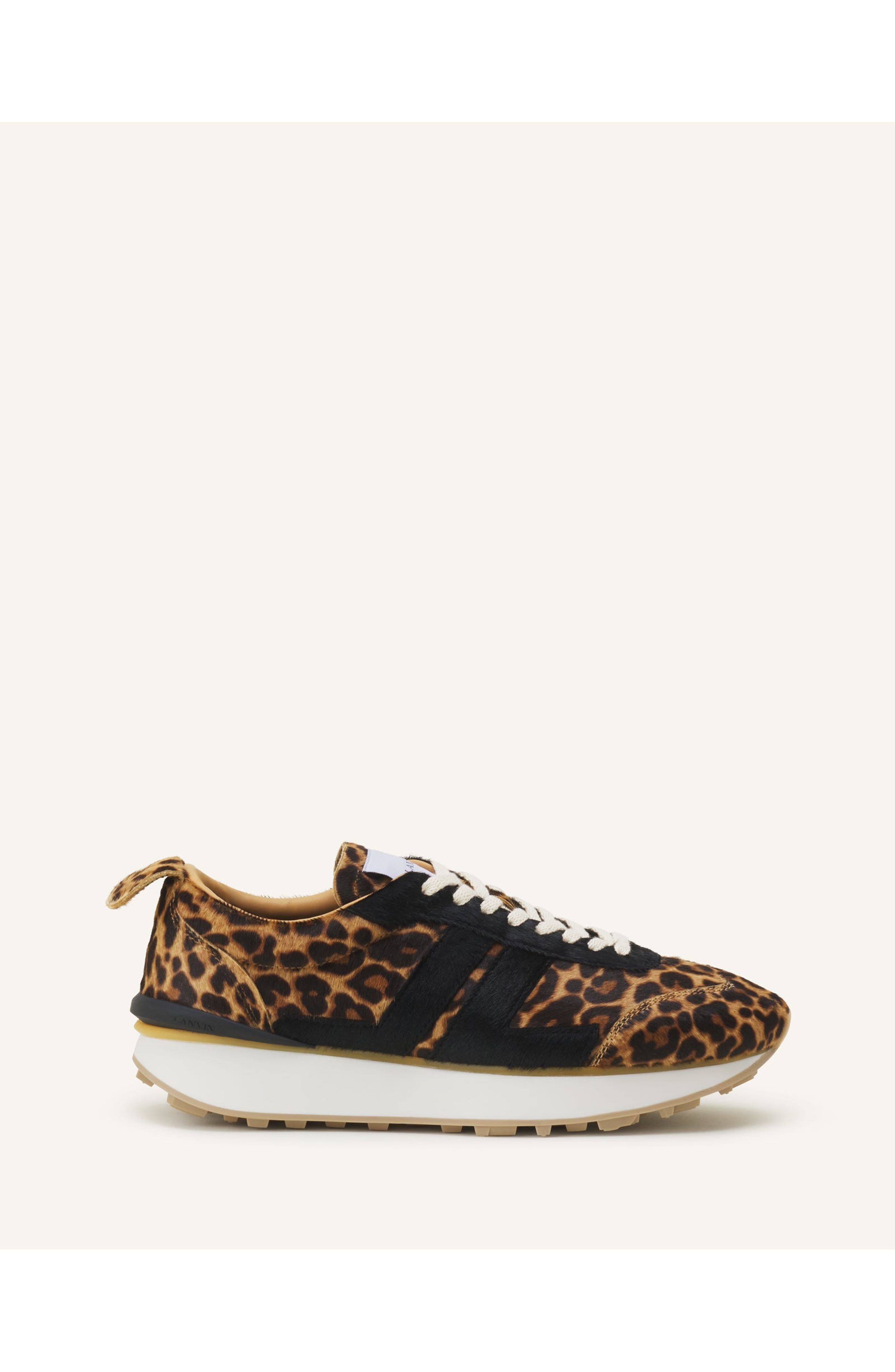 Lanvin Leopard Print Bumpr Sneakers In Pony, Main, color, Beige/Black