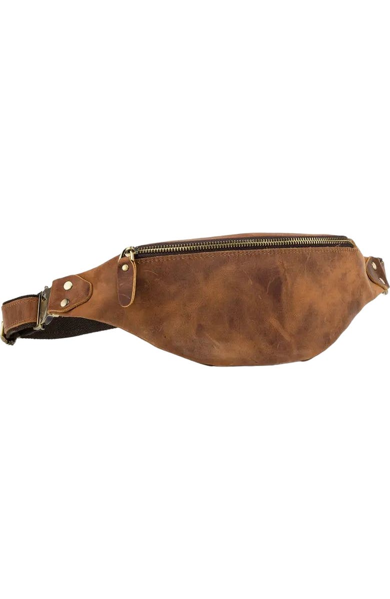 STEEL HORSE LEATHER Wagner Leather Waist Bag | Full Grain Leather Fanny Pack, Main, color, Brown