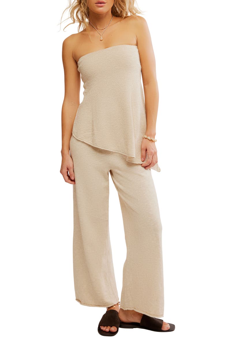 Krista Tube Top & Crop Wide Leg Pants Set, Main, color, NATURAL