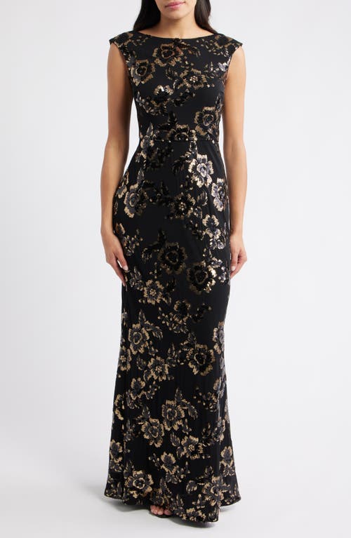 Eliza J Sequin Cap Sleeve Mermaid Gown In Multi