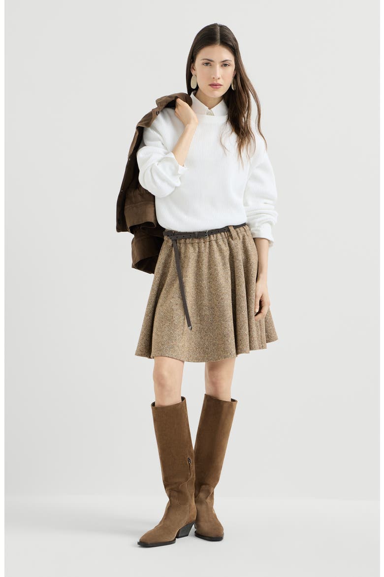 Cotton English rib sweater with monili, Alternate, color, White