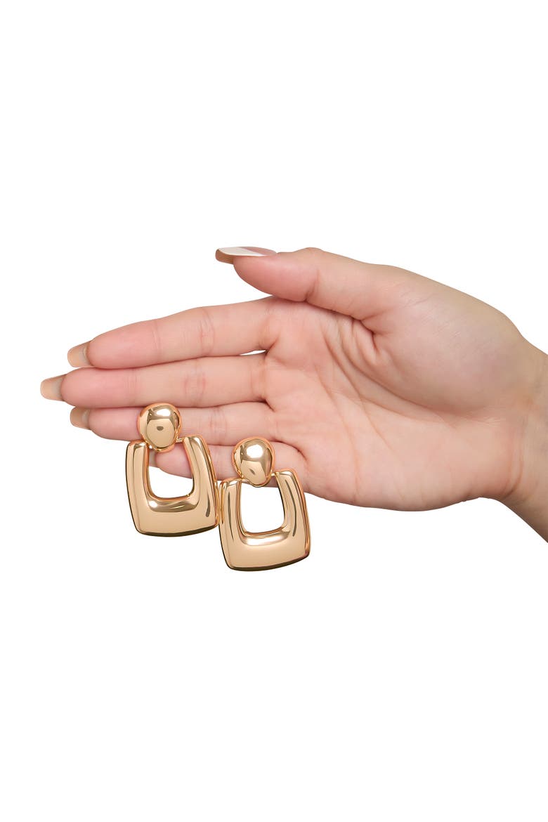 Square Drop Earrings, Alternate, color, Gold