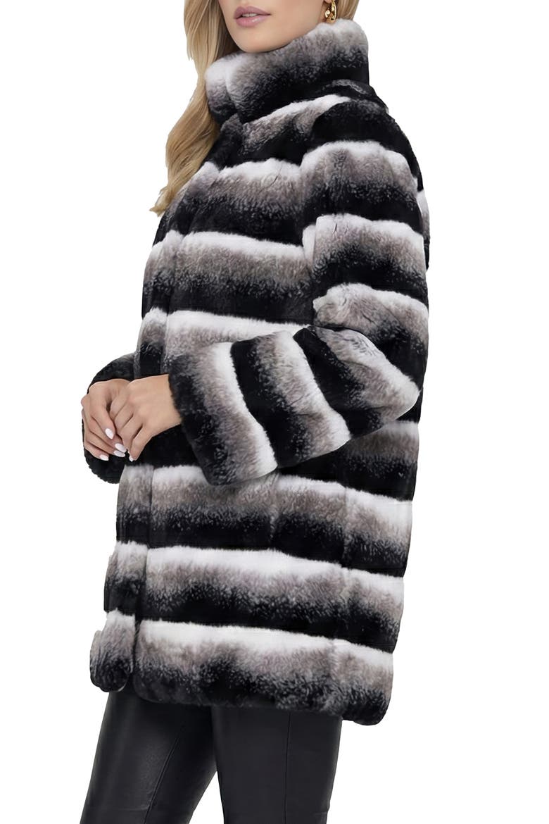 Fur-Free Chinchilla (Faux Fur) Reversible Jacket, Alternate, color, GRAY CHINCH/BLACK