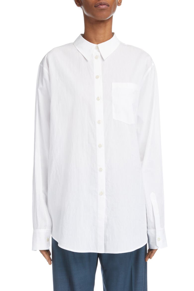 Saffron Fancy Stripe Button-Up Shirt, Main, color, WHITE