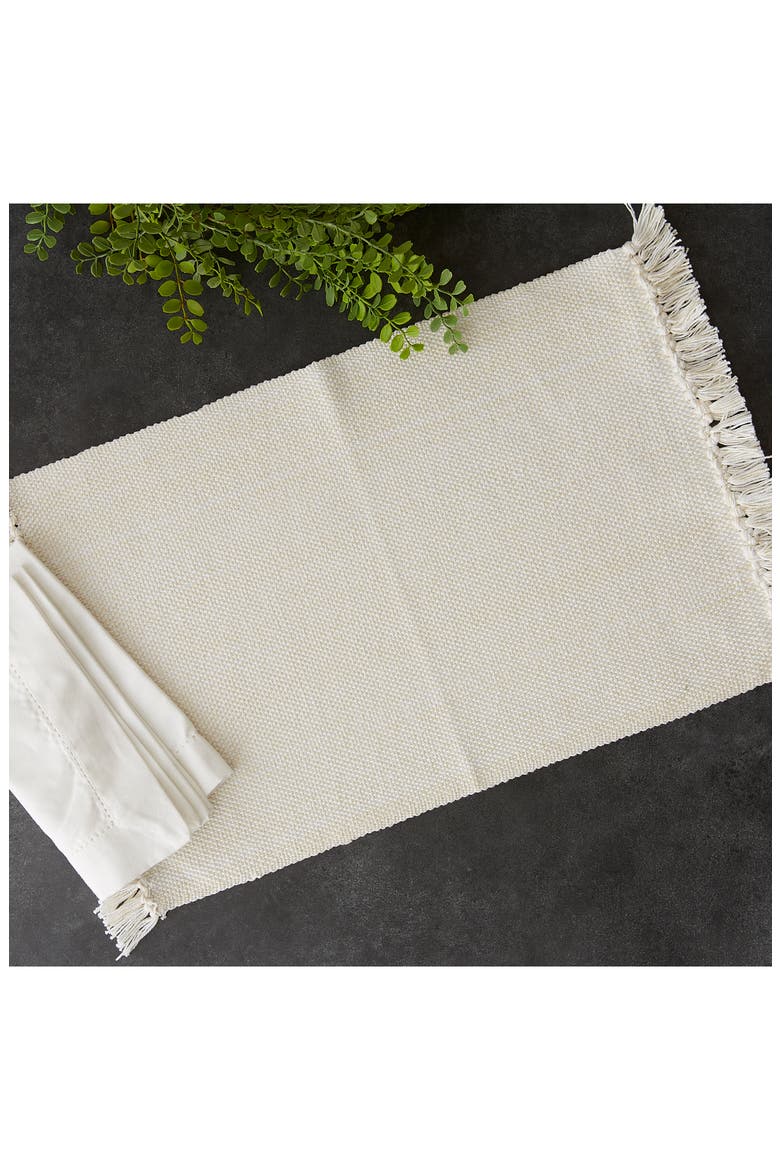 Variegated Fringe Set of 4 Placemats, Alternate, color, IVORY