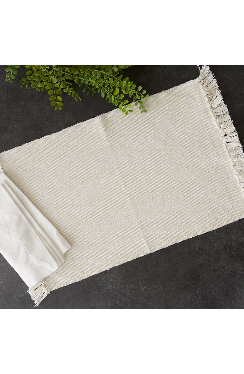 Design Imports Variegated Fringe Set of 4 Placemats, Alternate, color, Ivory