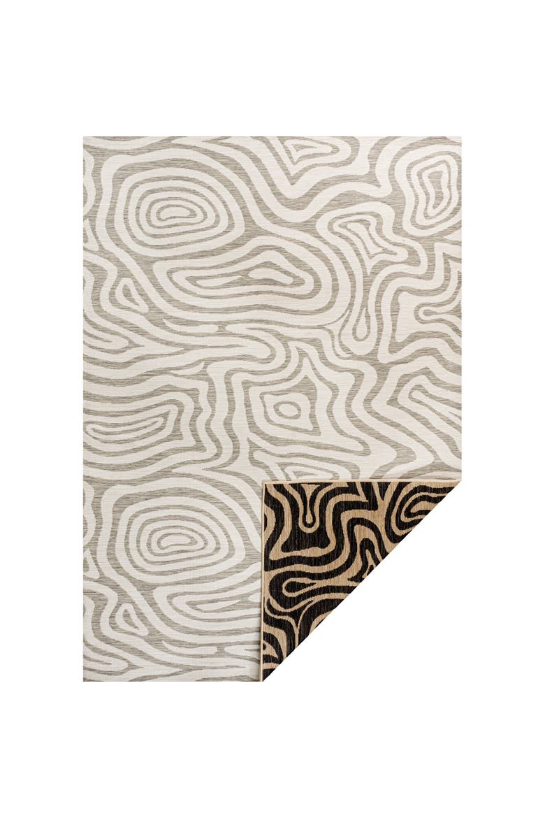 Eryx Modern Bohemian Abstract Organic Reversible Machine-Washable Indoor/Outdoor Area Rug, Main, color, Gray/Cream