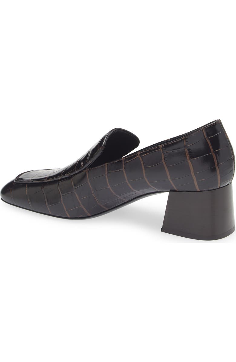 TOTEME The Block Heel Croc Embossed Loafer, Alternate, color, Dark Brown
