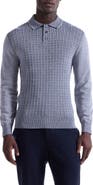 Bugatchi Cable Stitch Cotton Blend Polo Sweater