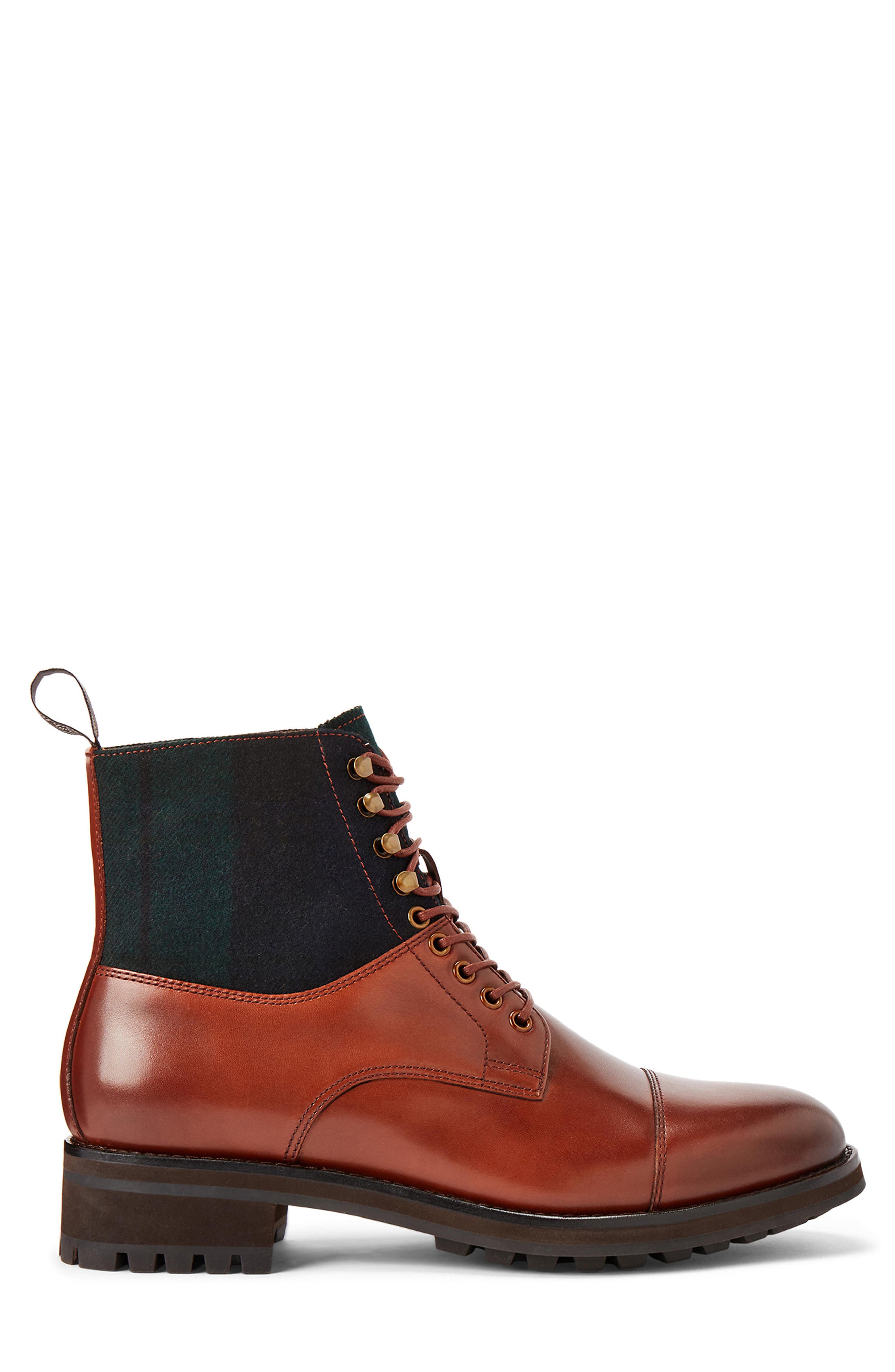 Polo Ralph Lauren Bryson Mixed Media Cap Toe Boot, Alternate, color, Polo Pale Russet / Black Multi