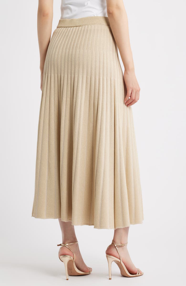 Misook Metallic Rib Maxi Skirt, Alternate, color, Biscotti/Gold