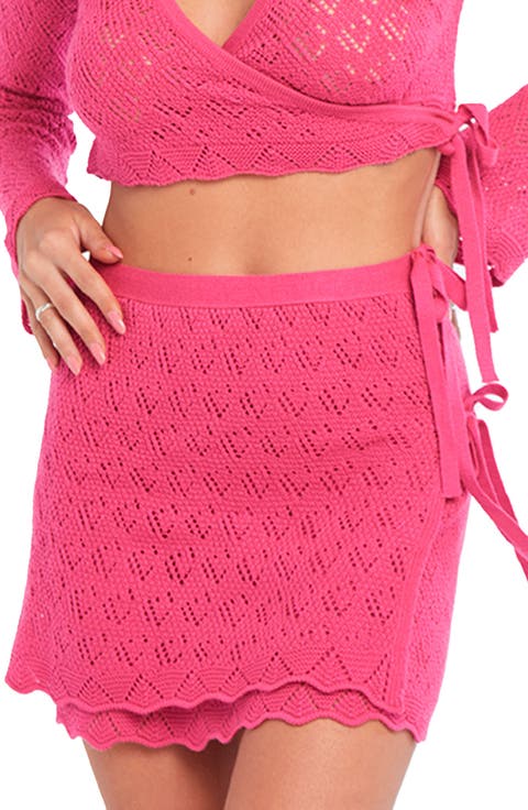 Kaia Openwork Crochet Cover-Up Miniskirt