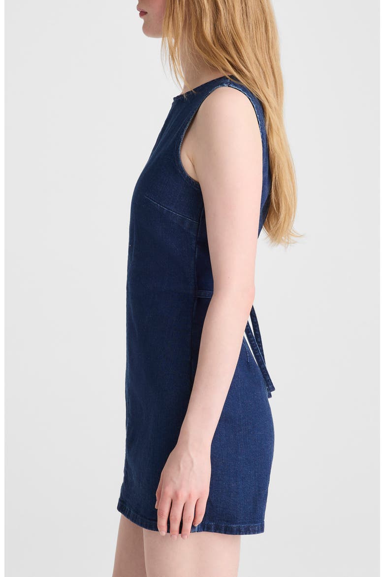 Boat Neck Denim Skort Romper, Alternate, color, NOSTALGIC BLUE