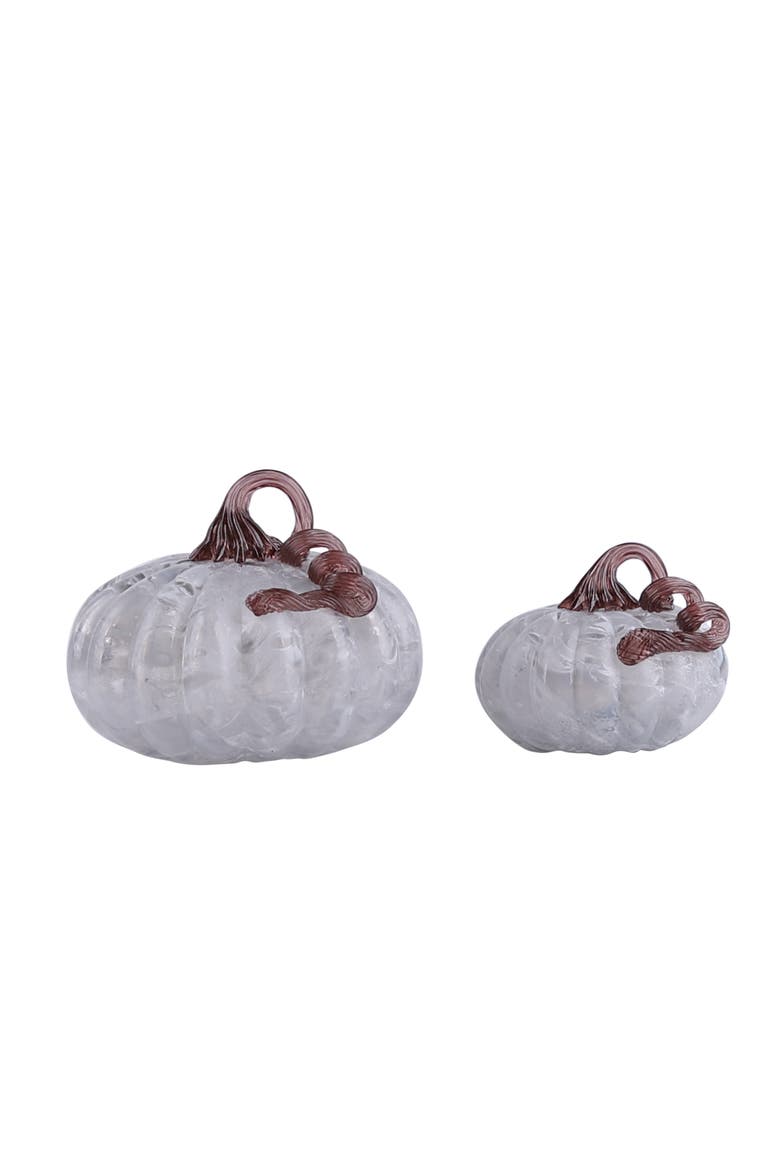 Glass Smokey Pumpkins Set of 2 Decoration, Main, color, Gray