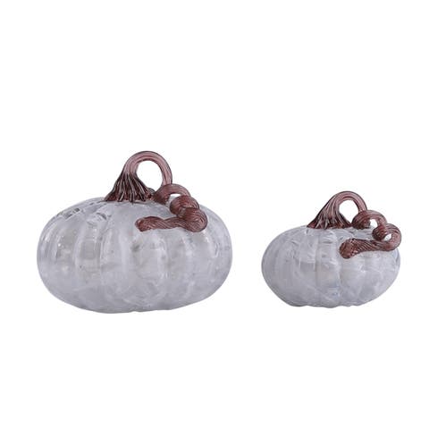 Glass Smokey Pumpkins Set of 2 Decoration