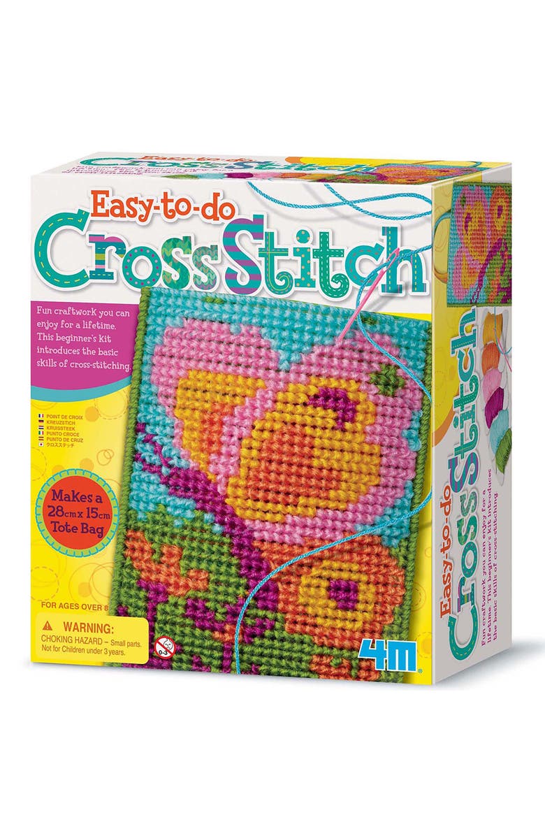 4M Easy To Do Cross Stitch, DIY Sewing Craft Kit, Kids 8+, Main, color, Multicolored