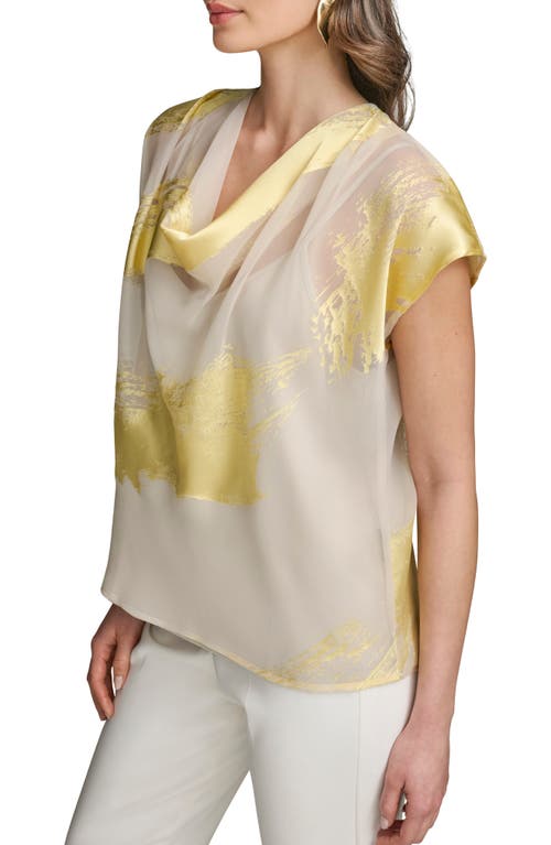 Donna Karan New York Dolman Sleeve Jacquard Top In Grey/yellow