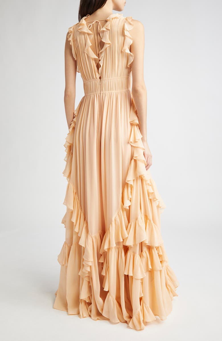 Ulla Johnson Florella Ruffle Sleeveless Silk Gown, Alternate, color, Peony